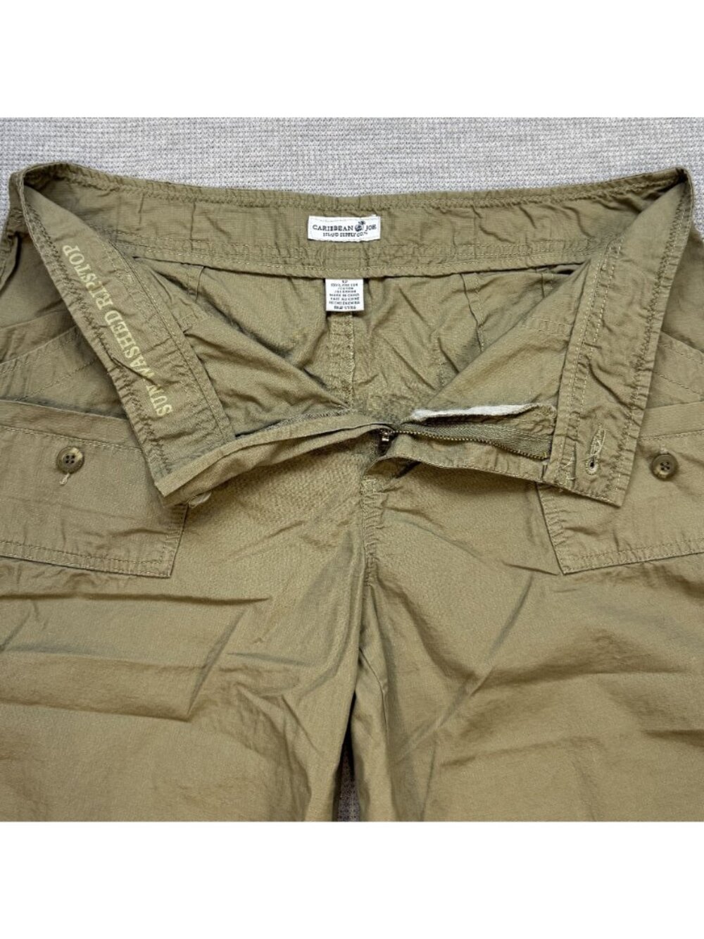 Caribbean Joe Cargo Capris Womens Size 12 Khaki Pockets Tab Cuffs 100% Cotton - Picture 5 of 13